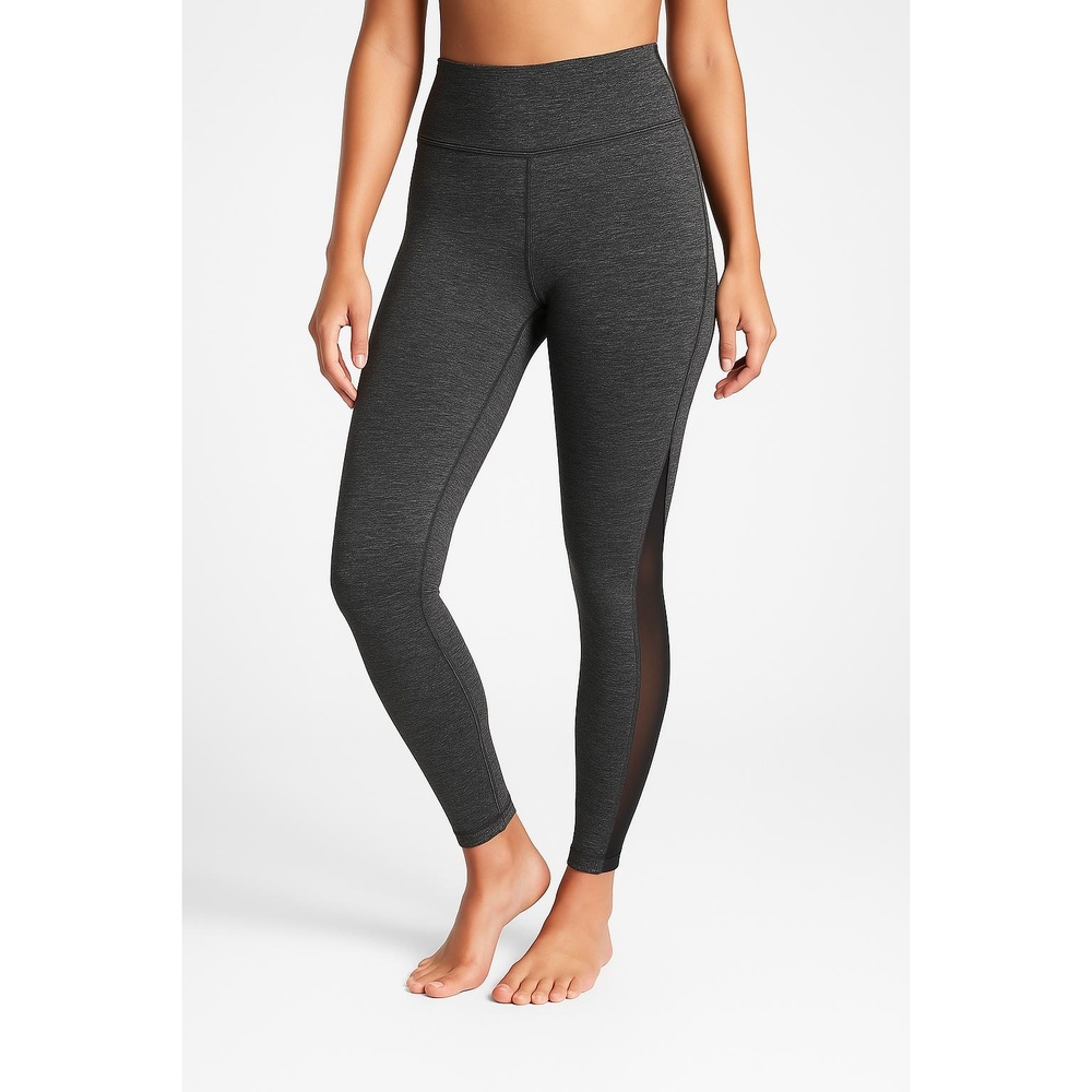 Athleta Black & Gray Heathered Womens Mesh Panel High Waist Leggings Medium‎